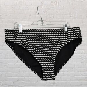Time and Tru Women’s Mid Rise Bikini Bottom Size 16W 18W Black White NWT‎